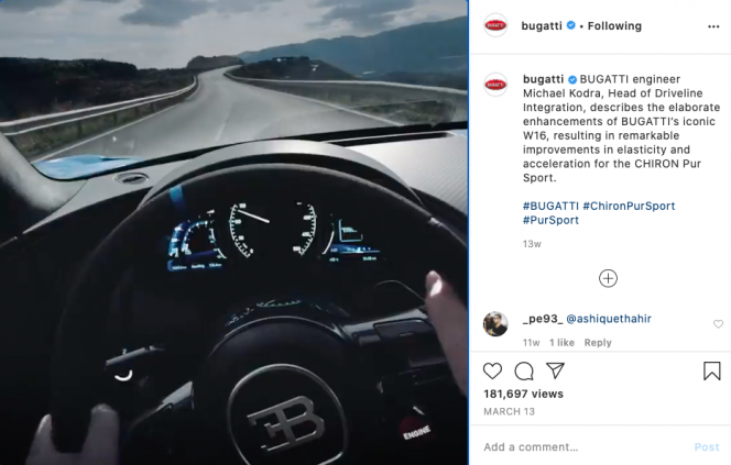 Bugatti on instagram chiron pur sport